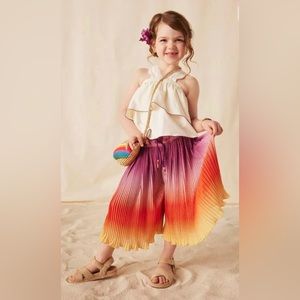 MATILDA JANE Enchanted Garden Sunset Pleated Wide-Leg Cropped Pants